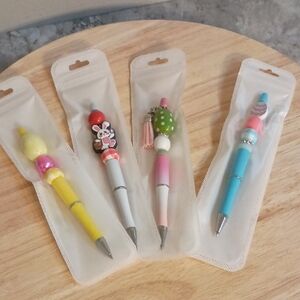 4pc Beaded Pens Bundle Spring Office Supplies Easter Gifts Novelty